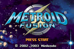 Metroid Fusion title screen for GameBoy Advance